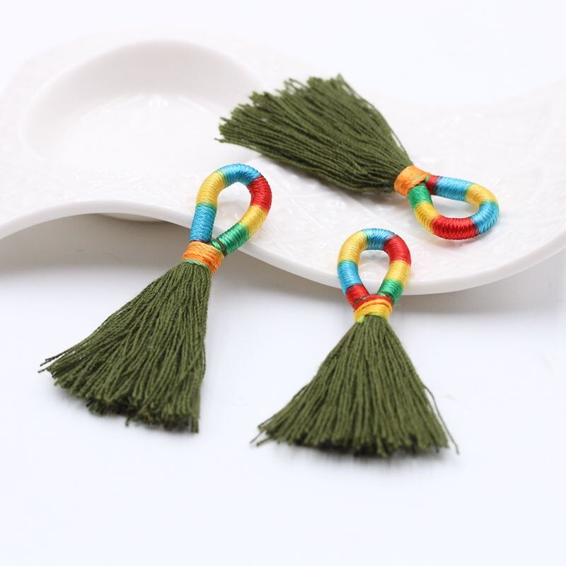 Lote de 5 unidades de borlas de seda y poliéster de 6CM para costura, accesorios para cortinas, joyería, pendientes, accesorios para boda: E  5PCS