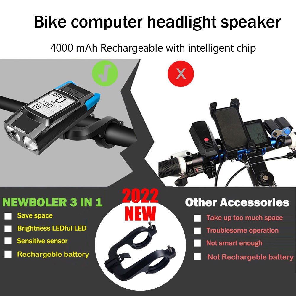 Ficklampa för cykel  t6 led cykeldatorhorn usb cykelljus fram 2 hållare vattentät cykelstrålkastare vägmätare tillbehör