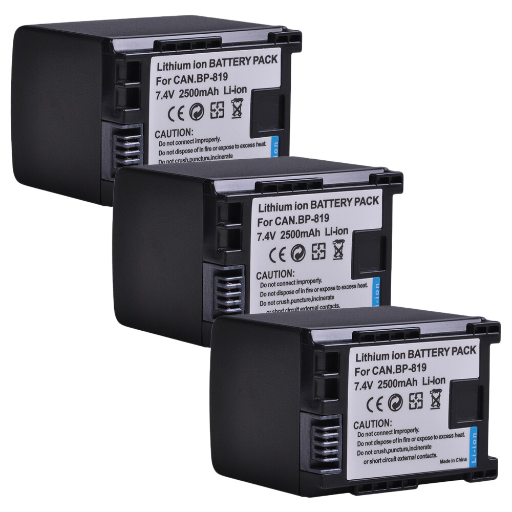 2500mAh 7.4V BP-819 BP 819 BP819 Battery for Canon BP-808 809 819 827 HF200 HF20 HG21 HG20 FS200 FS21 HFM41 HFM400 FS300 FS100.: 3 Batteries