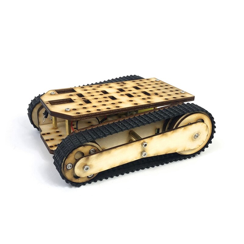 Wooden Tracked Tank Chassis Rc Tank Smart Robot Tank Car Chassis Kit Track Crawler Rc Tank Smart Robot Tank Car Chassis Kit: Default Title