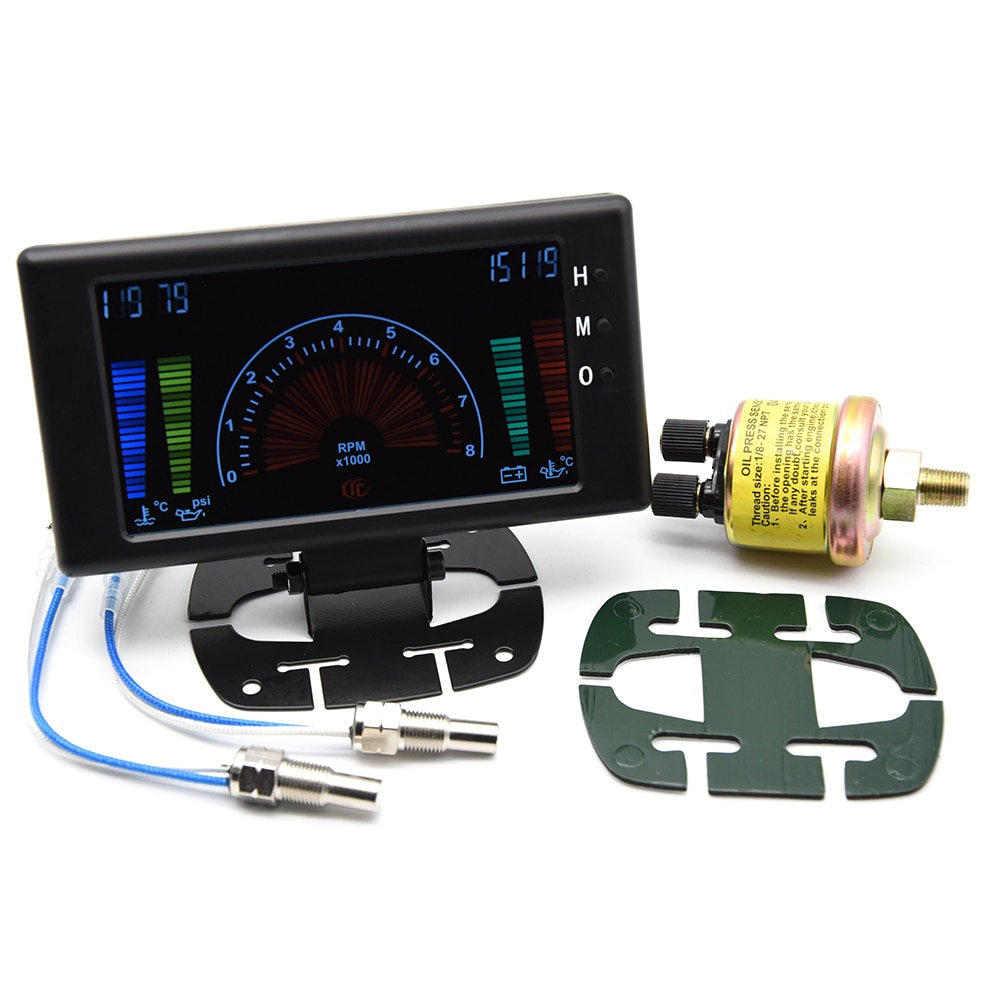 6 in 1 LCD Car Digital Gauge Oil Pressure Voltage Water Temperature Oil Temperature Time Tachometer tacometro rpm meter Gauge