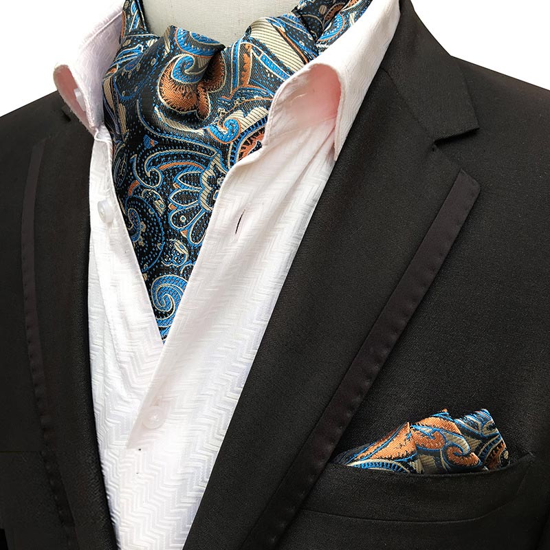 Lujosa corbata de seda Ascot de lujo para hombre, corbata para hombre, pañuelo para hacer corbatas, juegos de Cachemira Floral, bolsillo cuadrado, corbata para de boda: SMT-LJT01-20