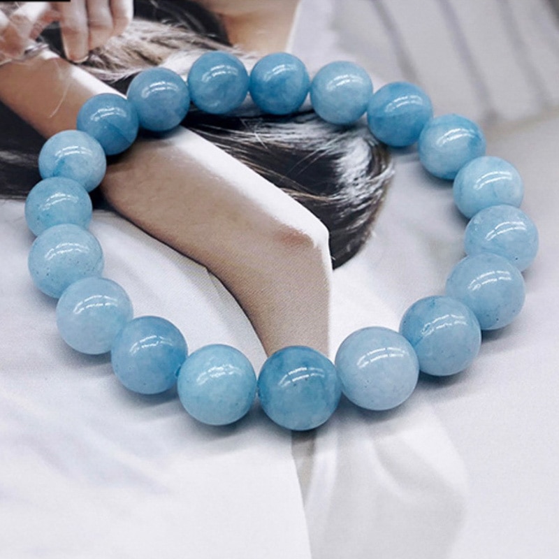 REGELIN 4/6/8/10/12mm pierre naturelle Angelite ronde lâche perles Bracelets bijoux pour femmes hommes Bracelet directe