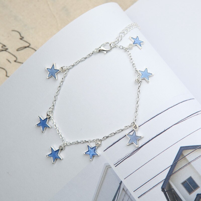 SHUANGR Bohemen Lichtgevende Hart Hanger Enkelbanden Voor Vrouwen Mooie Armband op de Been Star Enkelband Mode Vrouwelijke Voet Sieraden