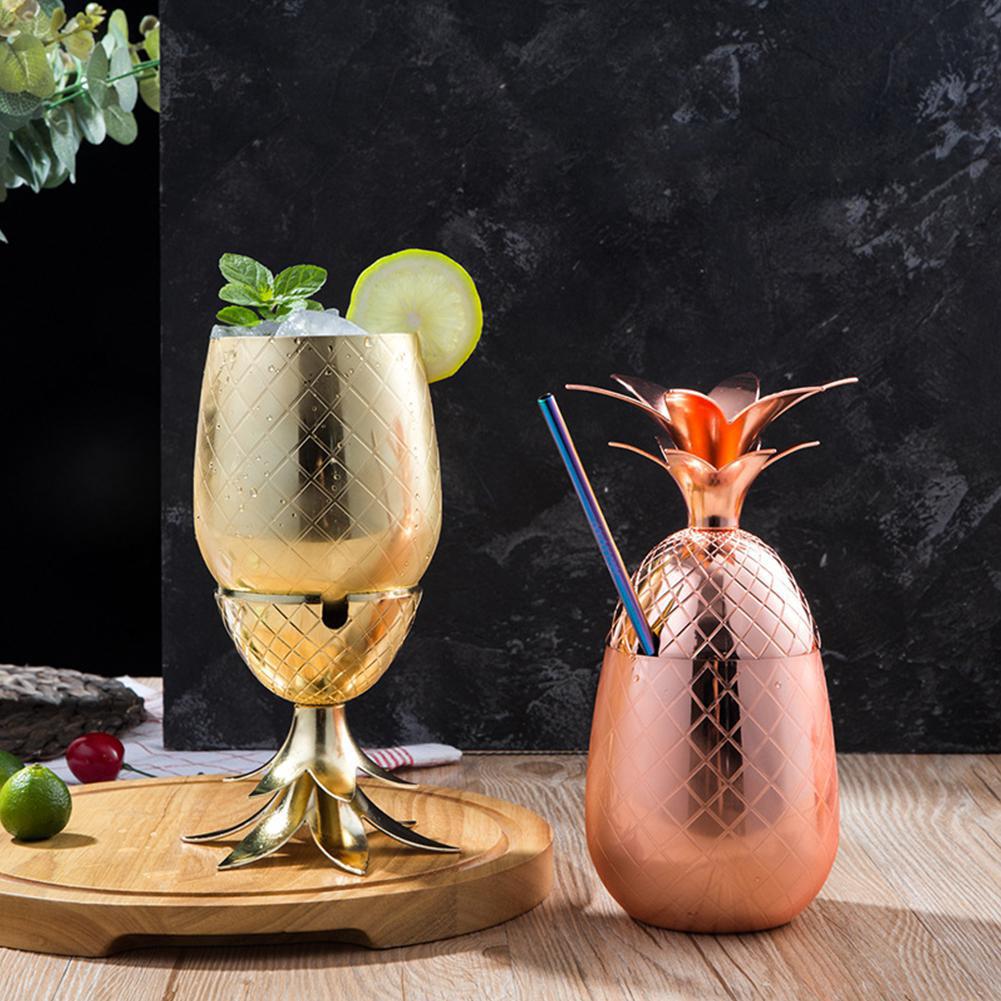 Décoration en verre de Cocktail d'acier inoxydable de forme d'ananas