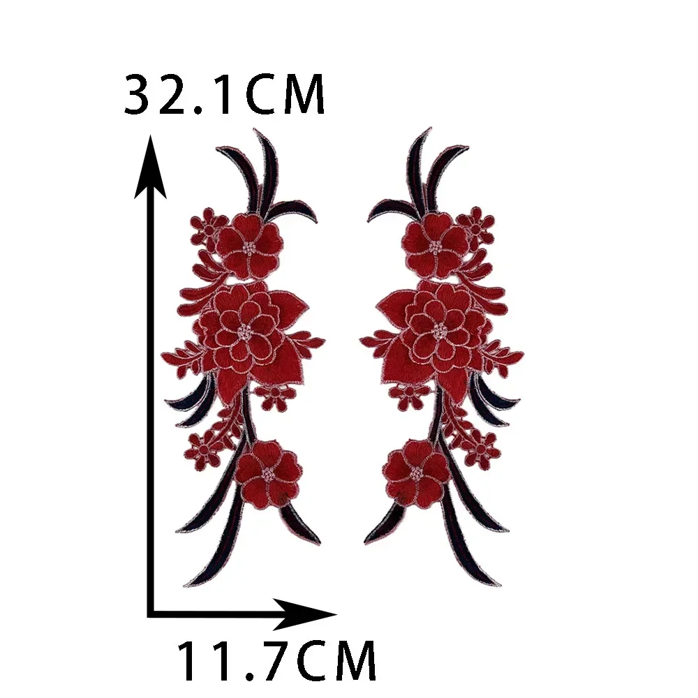 Bordado de poliéster rojo bordado colorido encaje de costura DIY de 1-10 piezas accesorios de ropa decorativos