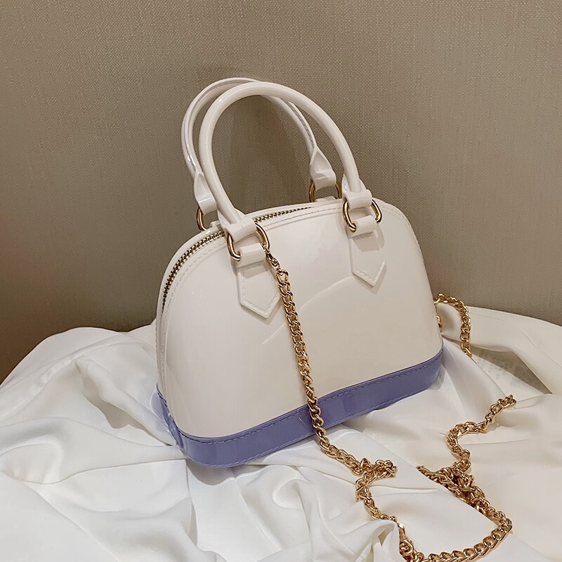 Leren contrasterende kleur handtas ketting messenger bag dames all-match draagbare gel tas