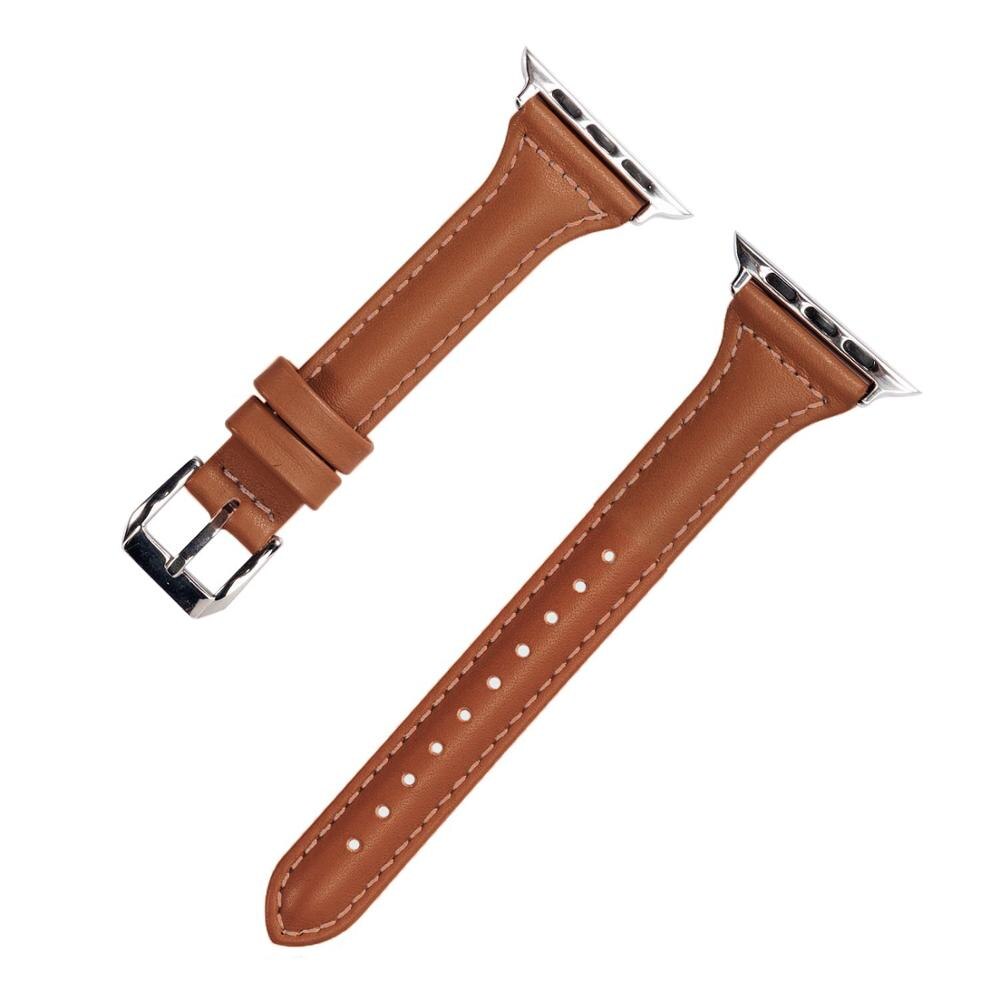 Slim fit damerem til apple watch serie 1/2/3 til apple watch rem 42mm 38mm armbåndsrem til iwatch 4 5 6 se 40mm 44mm: Brun / 40mm
