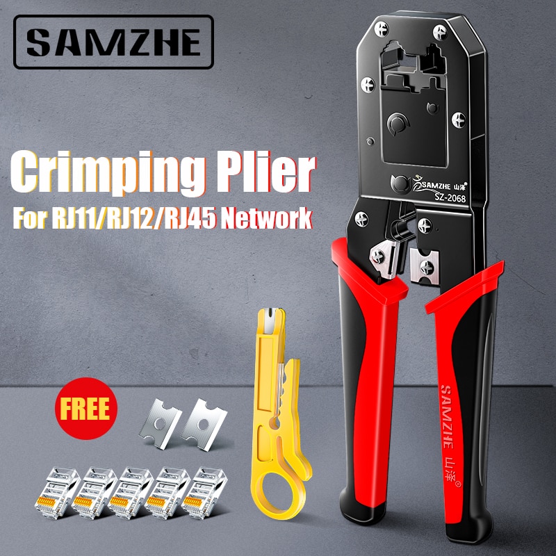 Samzhe Krimpen Tang Draad Tracker RJ11/12/45 Kabel Crimper Strippen Voor 6P/8P Ethernet En Telefoon kabel Maken