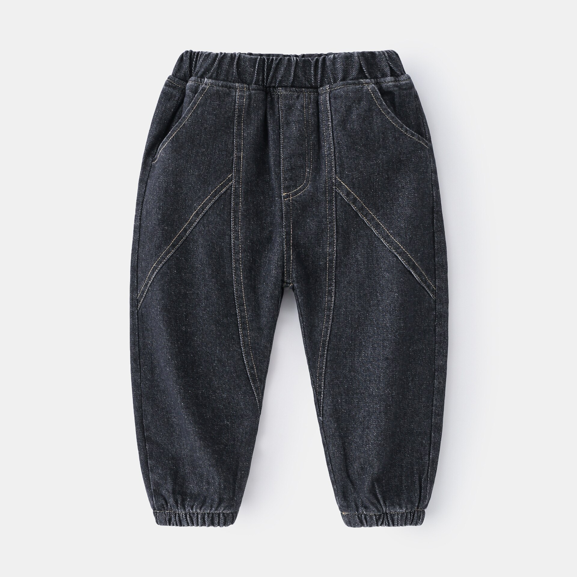 Herbst Winter Plus samt feste farbe Denim hosen für junge Plus dicke und warme Baby jungen Schlauch jungen lässig Schlauch freundlicher Schlauch: Schwarz / 6T 130