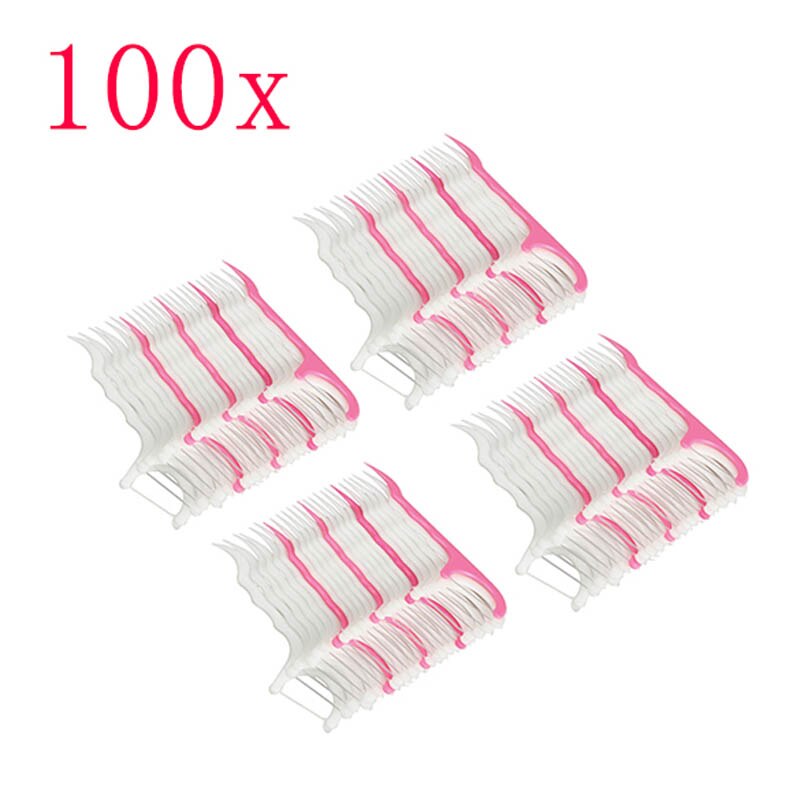 100pcs Dental Floss Stick Interdental Brush Teeth Toothpicks Flosser Pick J9