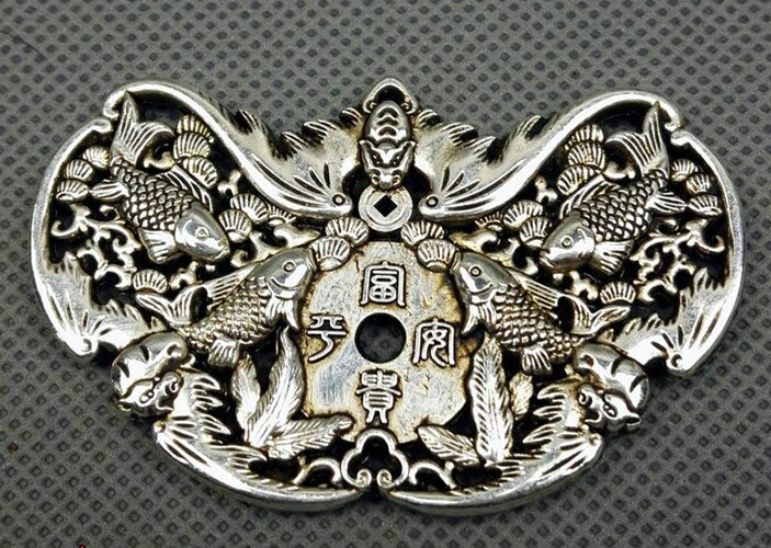 Collectie Tibetaans zilveren hand gesneden vleermuis karper hanger