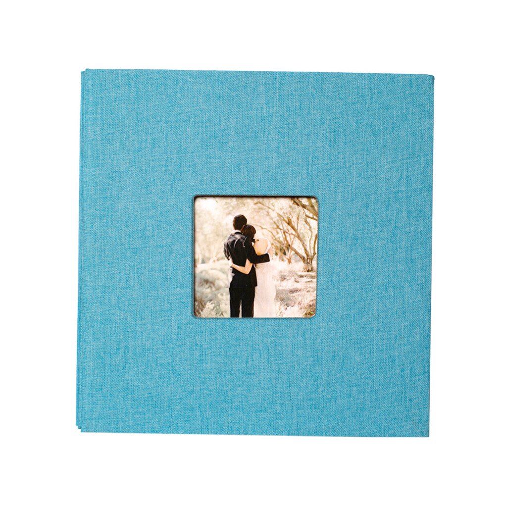 Cloth Cover Self-stick Photo Album Handmade DIY Scrapbook Home Anniversary Picture Album: Sky Blue