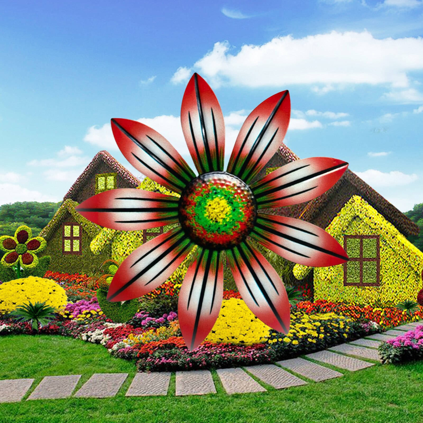 Metal Flower Wall Decor Rustic Floral Wall Art Sculpture for Home Garden Porch Patio Decoration