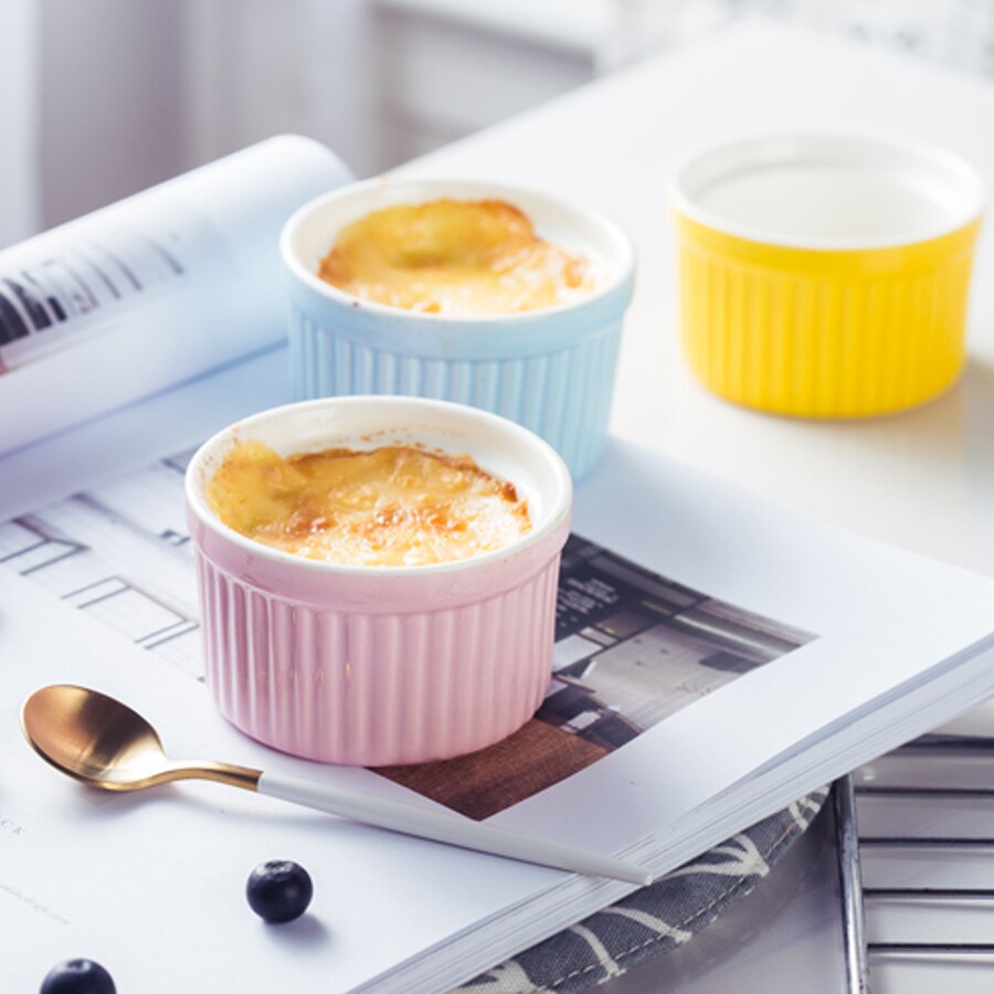 Muzity keramiske souffle skåle 3 stk / sæt porcelæn bageskåle kage kopper dessert skål