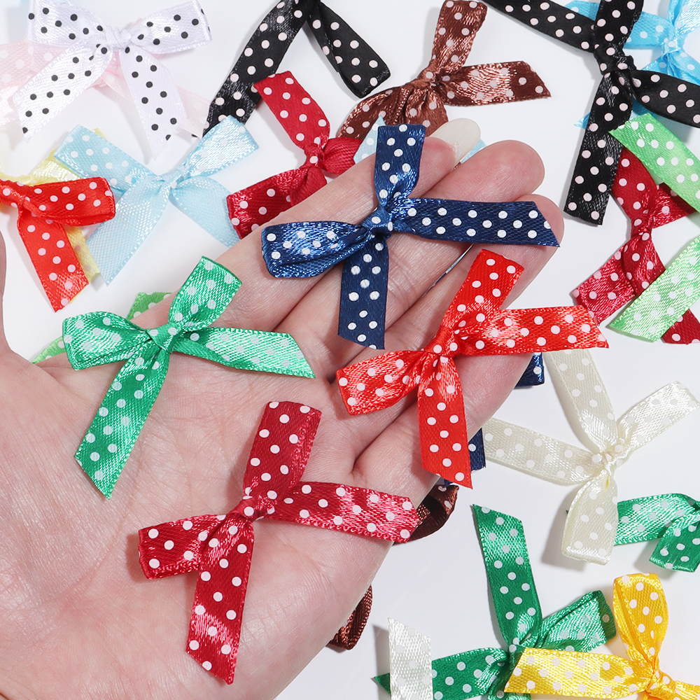 50 teile/los Farbe Polka Punkt Bogen Band Gebunden BöGen für Kleidung Party Dekoration DIY Haarnadel Handwerk Zubehör Materialien