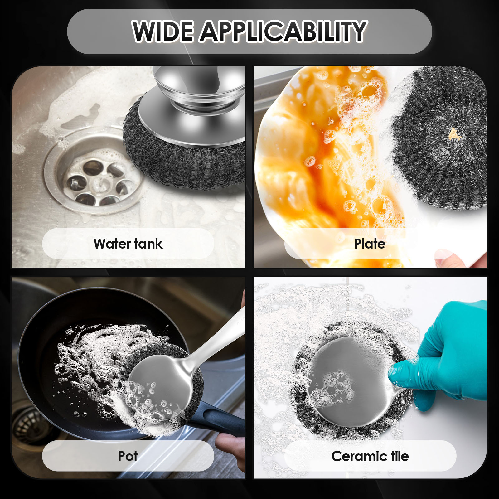 5/10 Stuks Staaldraad Bal Pot Borstel Lange Steel Keuken Gerechten Scrubber Sterke Decontaminatie Roest Verwijderen Gebruiksvoorwerpen Schoonmaken tool