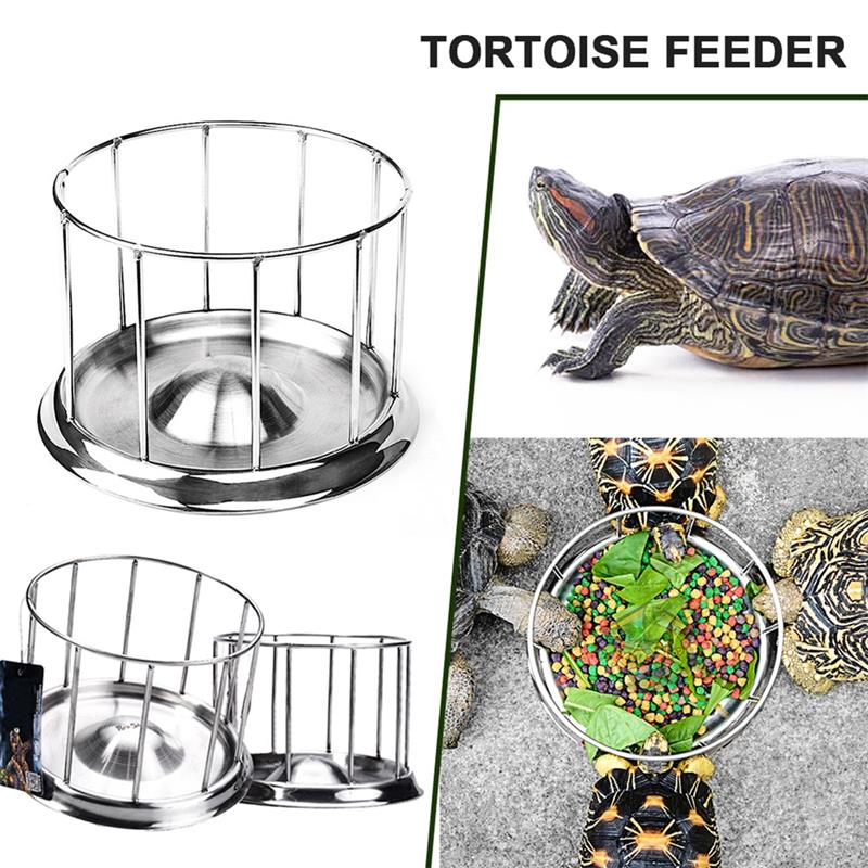 Stainless Steel Turtle Feeder Bowl Basin Food Dispenser Feeding Tool Multifunction Reptile Pet Supply Turtle Water Dish