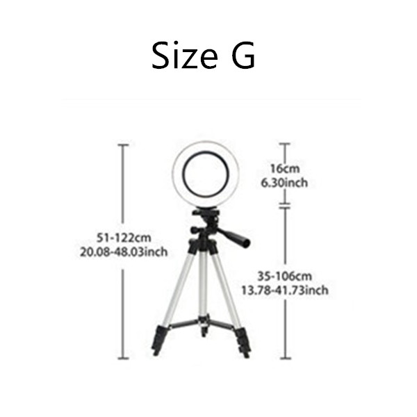 16cm/20cm/26cm rengasvalo himmennettävä kamera valokuvastudio puhelin video led kauneusvalokuvaus rengaslamppu 19/103 cm kolmijalka: Laivastonsininen