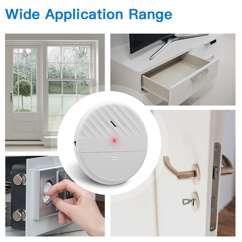 Elecpow Wireless Door Window Vibration Sensor Alarm 125dB Glass Break Anti-Theft Sensor Home Security Protection Alarm
