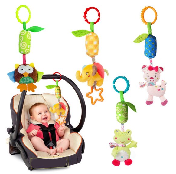 Plush Toy Stroller Crib Car Seat Hanging Baby Toys Clip On Wind Chime Teether Rattle Toy