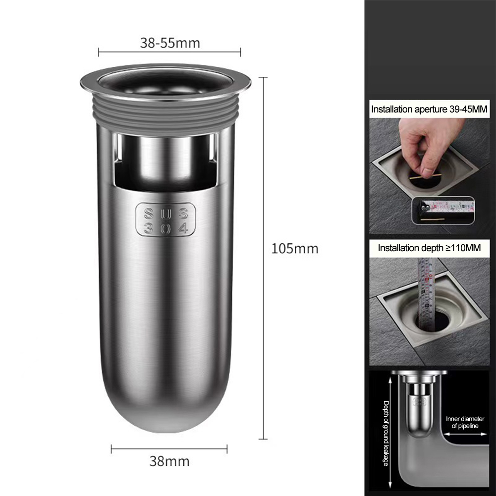 1pc Shower Floor Drain Backflow Preventer Sewer Anti Odor Drain Core 304 Stainless Steel Floor Drain Core Bathroom Drainer: Light Grey