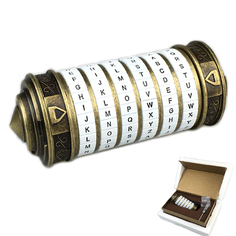 Leonardo da vinci código brinquedos metal cryptex fechaduras presentes de casamento dia dos namorados presente letra senha escapar câmara adereços