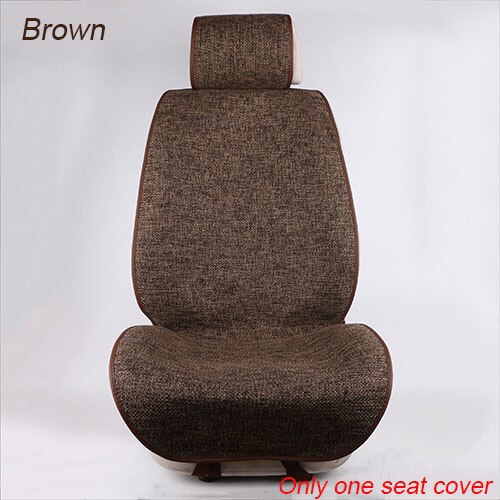 Slank frontbilsædeovertræk / universal linned sædehynde beskyttelse autostol passer indvendigt tilbehør: 1 stykke brun
