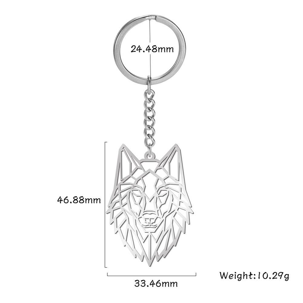 Skyrim-porte-clés rond à breloque Animal loup pour hommes et femmes, en acier inoxydable, porte-clés avec pendentif pour sac: Wolf 2