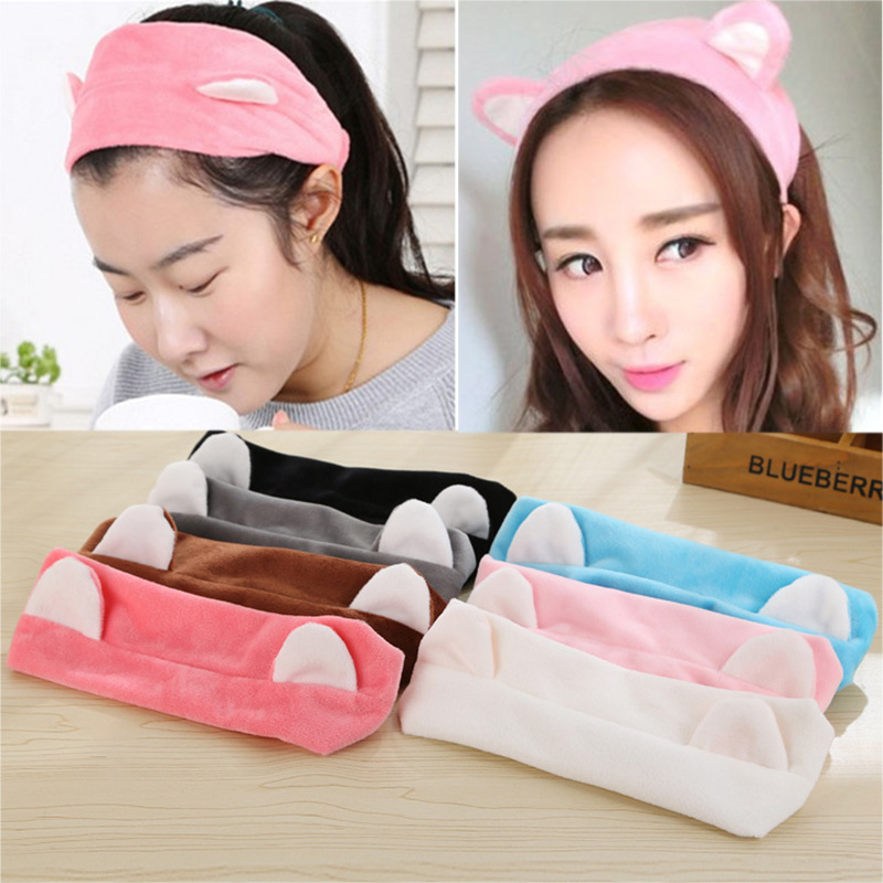 Lovely Cat Ears Soft Shower Hair Band Wrap Headband Makeup Hair Accessories Makeup Tool