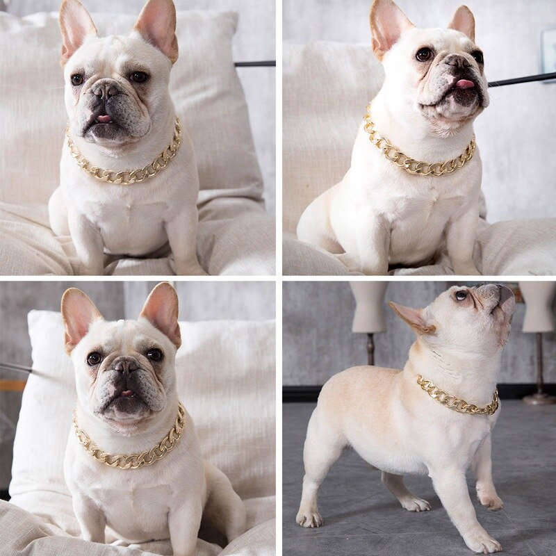 Dog Neck Chain Pet Chain Collar Cool Plastic Adjustable Gold Silver Plated Puppy Chain Pet Chain Necklace For Cat Dog