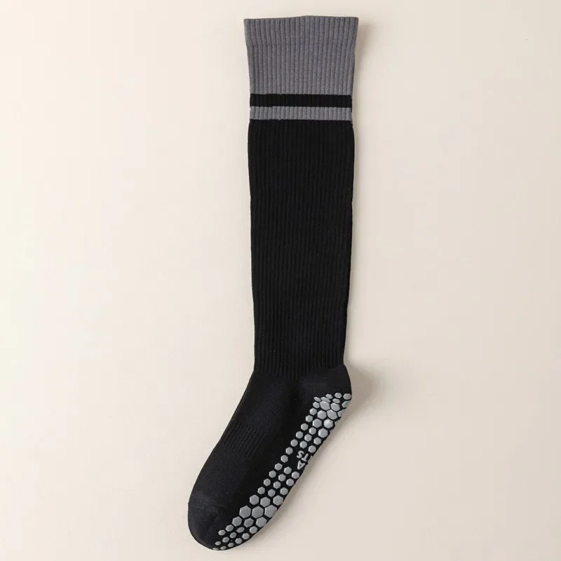 Color Blocked Yoga Calf Socks Anti Slip Pilates Socks Dance Fitness Sports Socks Long Tube Compression Stockings: Beige