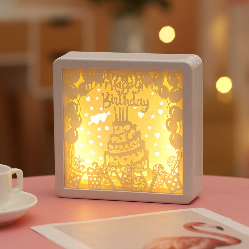 Bursdag for kjæresten kjæreste 3d papirutskjæringslys usb-lys jubileumsår valentinsdag: C