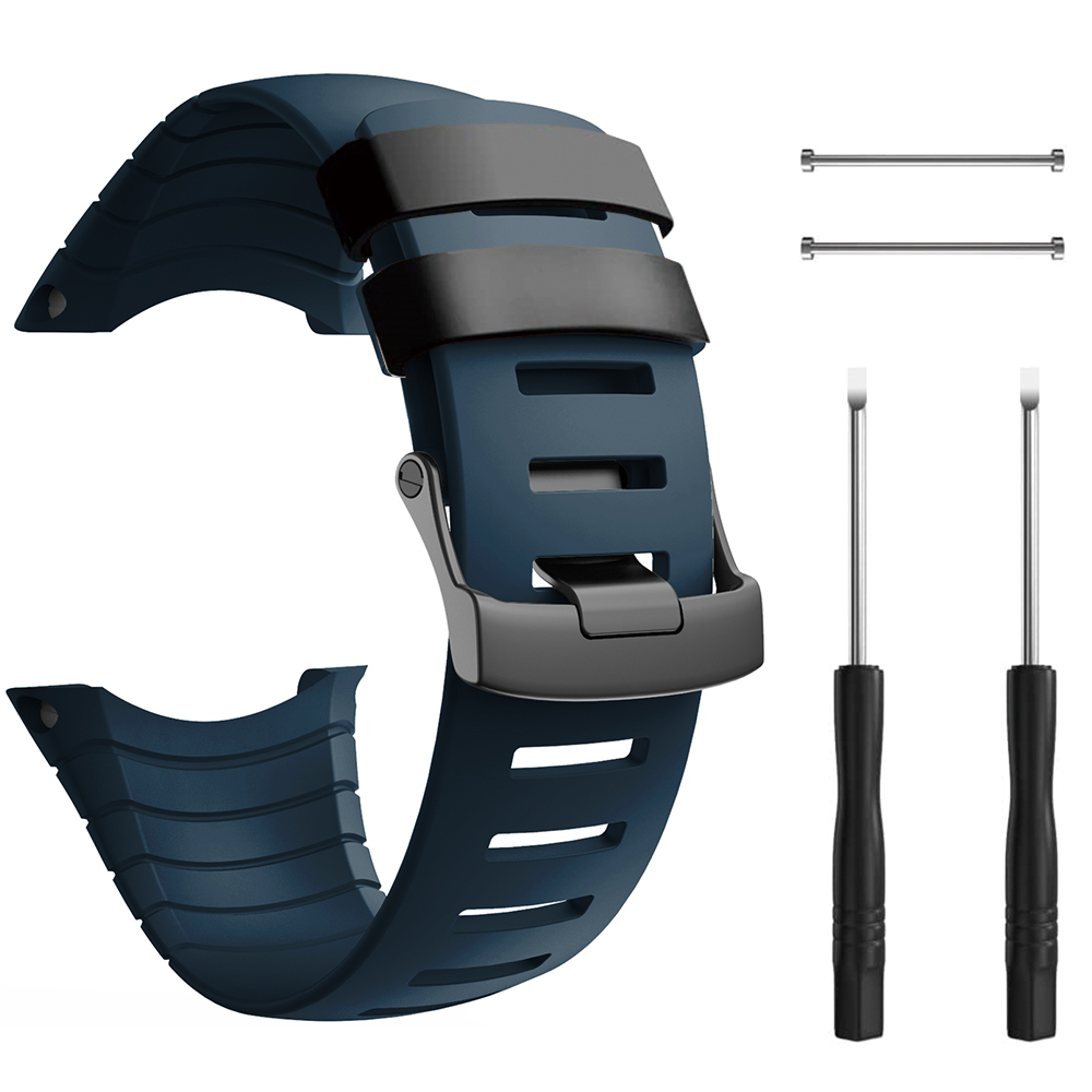 Rubberen accessoirebandje voor suunto core band, polsbandje voor sport, vervangende bandjes met metalen sluiting voor suunto core smartwatch: Zwart grijs