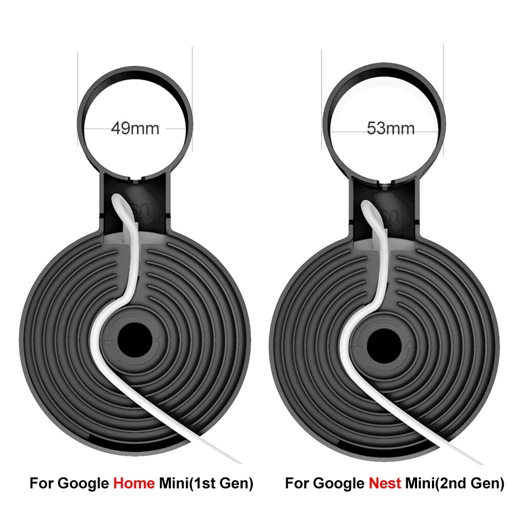 Soporte de pared de enchufe gestión de Cable de datos para Google Home Mini (1ª generación) adecuado para Google Nest Mini (2ª generación): black / For Google Home Mini