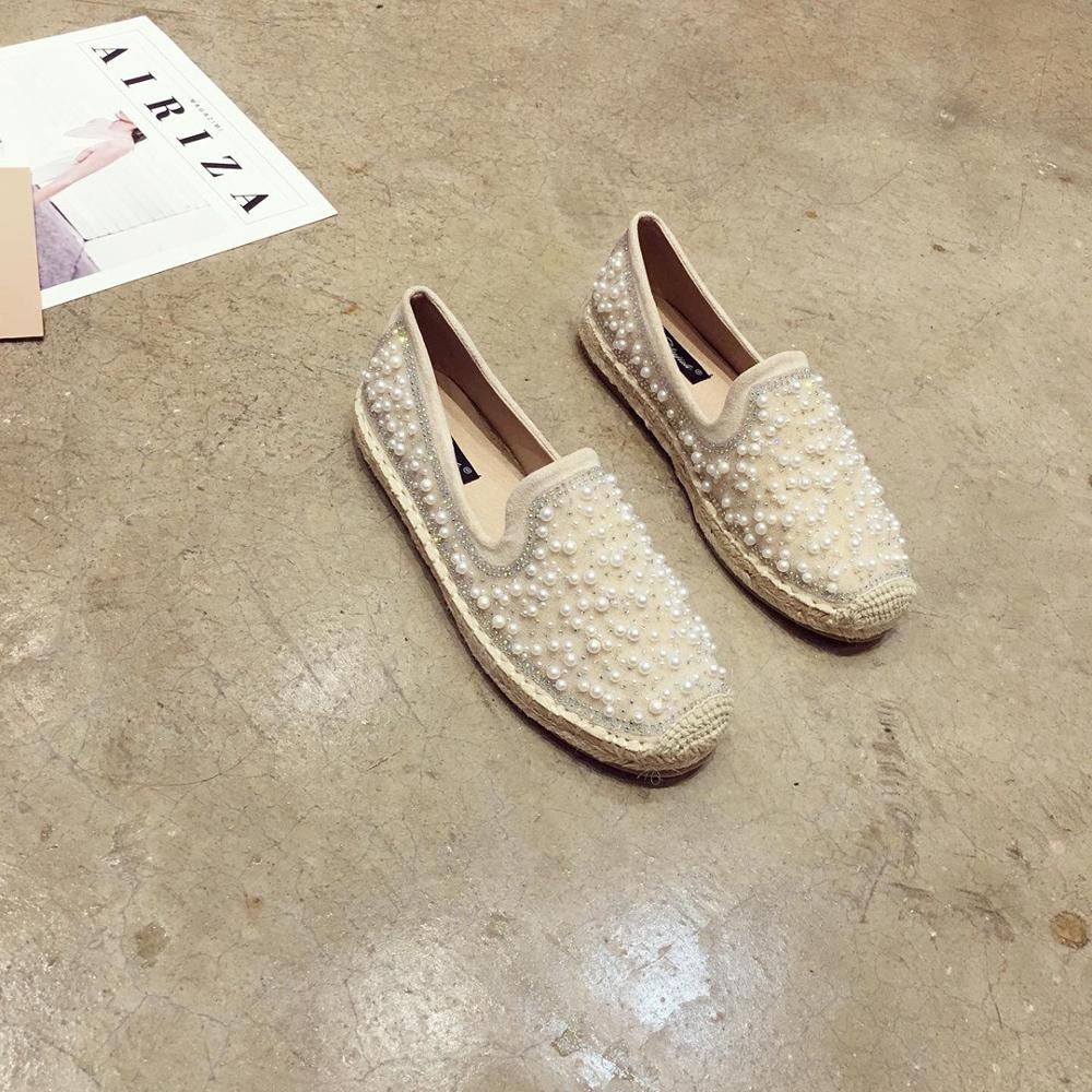 all crystal straw espadrilles women pearl studded