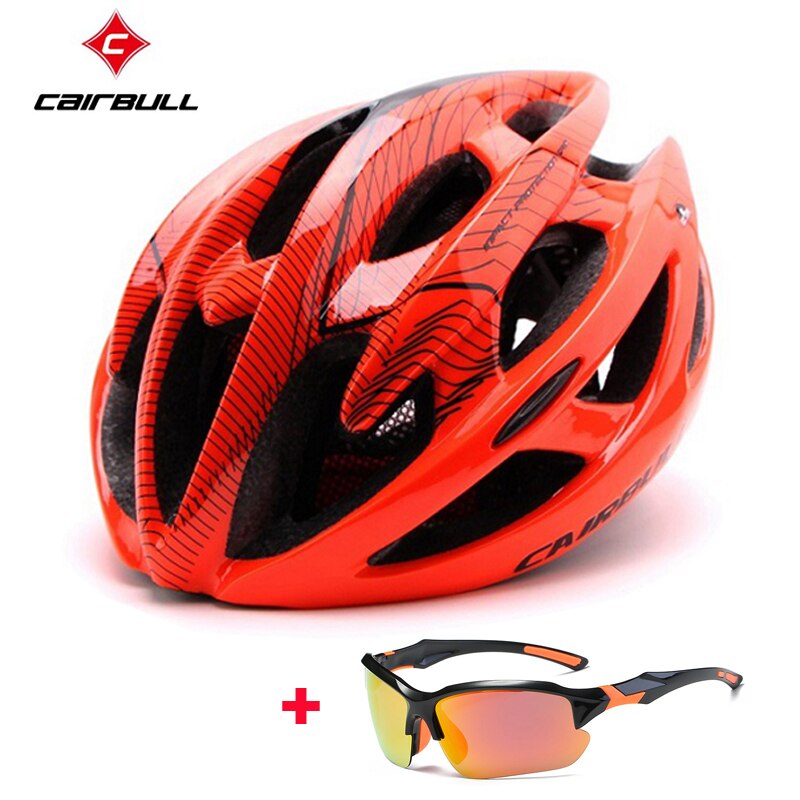Ultraleicht Radfahren Helm mit Polarisierte Gläser Einstellbar Mountain Reiten Bike Kopf Schutz Helm Fahrrad Sport Helme: orange C / SM(52-58cm)