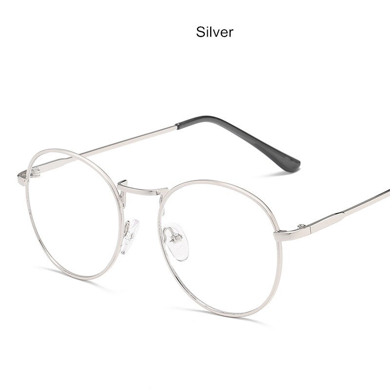 Vintage Metalen Brillen Anti-Blauw Licht Vrouwen Optiek Bijziendheid Bril Klassieke Mode Ronde Frame Bril Computer Mannen: Zilver
