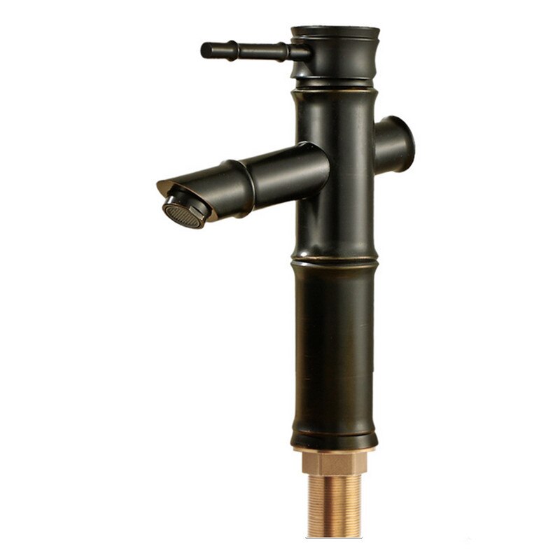 ! Grifo de lavabo de estilo chino de bronce Negro estilo Bambú de cobre grifo mezclador de agua fría de un solo mango 2241
