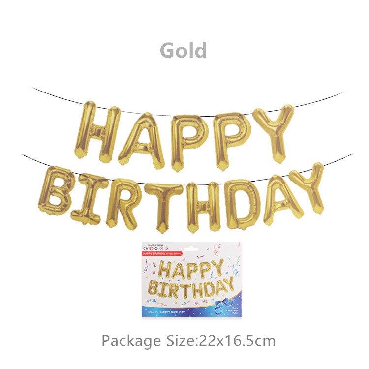 16 inch Letters HAPPY BIRTHDAY Foil Balloons Happy Birthday Party Decoration Kids Alphabet Air Balloons Party Decoration: Gold