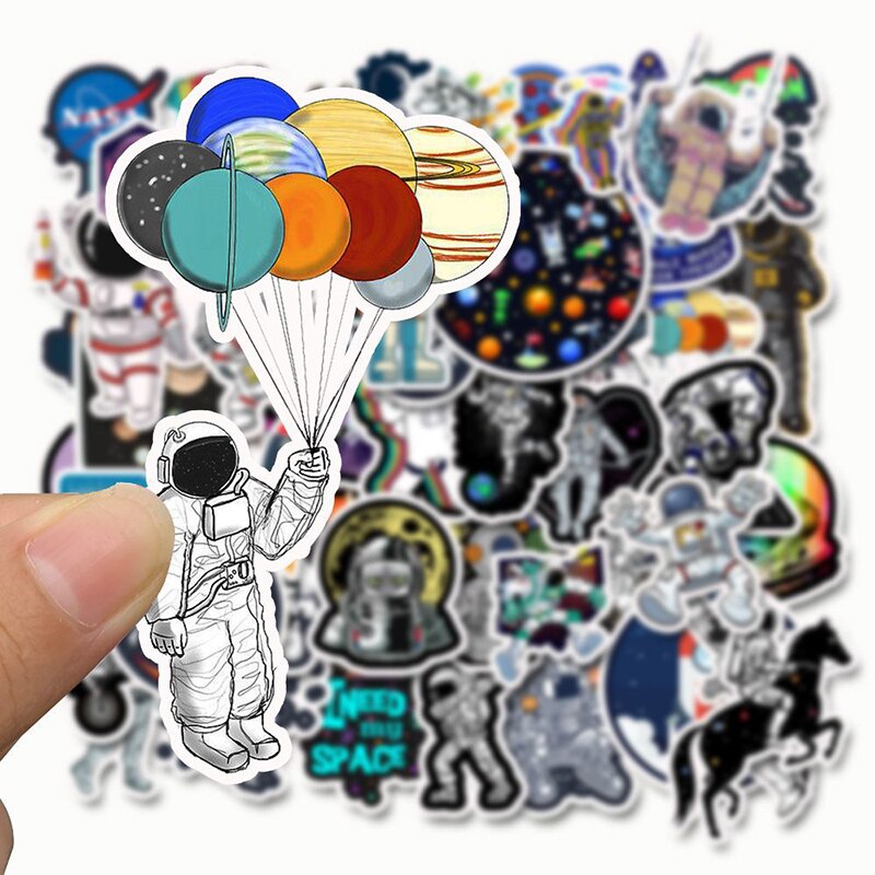 50PCS Galaxy Space Planetary Astronaut Stickers For Suitcase Guitar Computer Skateboard Motorcycle PVC Waterproof Laptop Sticker
