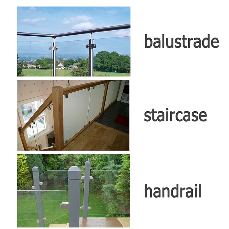 8 Stck Glas Klemmen 9-10mm M Größe Edelstahl 304 Glas Klemmen Verstellbare Glas Halterung Flache Rückseite für Balustrade