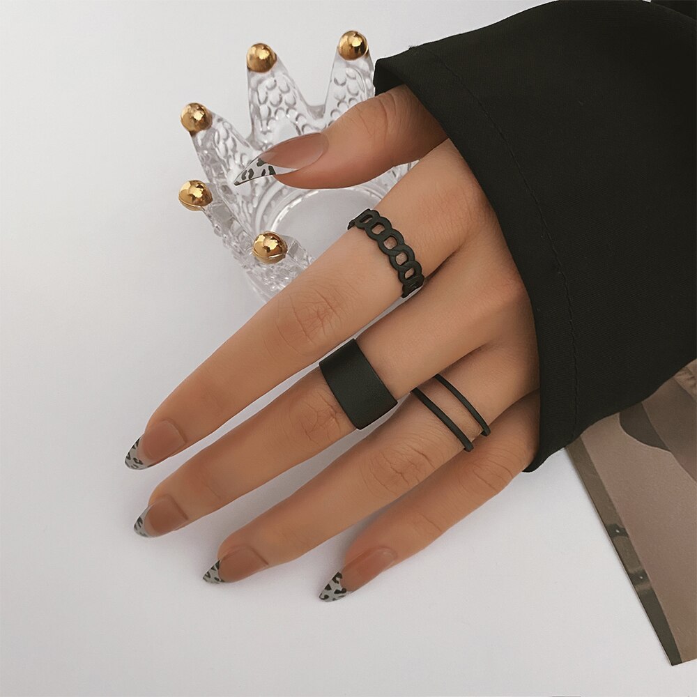 Trend Hip Hop Love Chain Rings for Women Chain Zircon Joint Index Finger Opening Ring Set 2022 Jewelry Trend: style 07