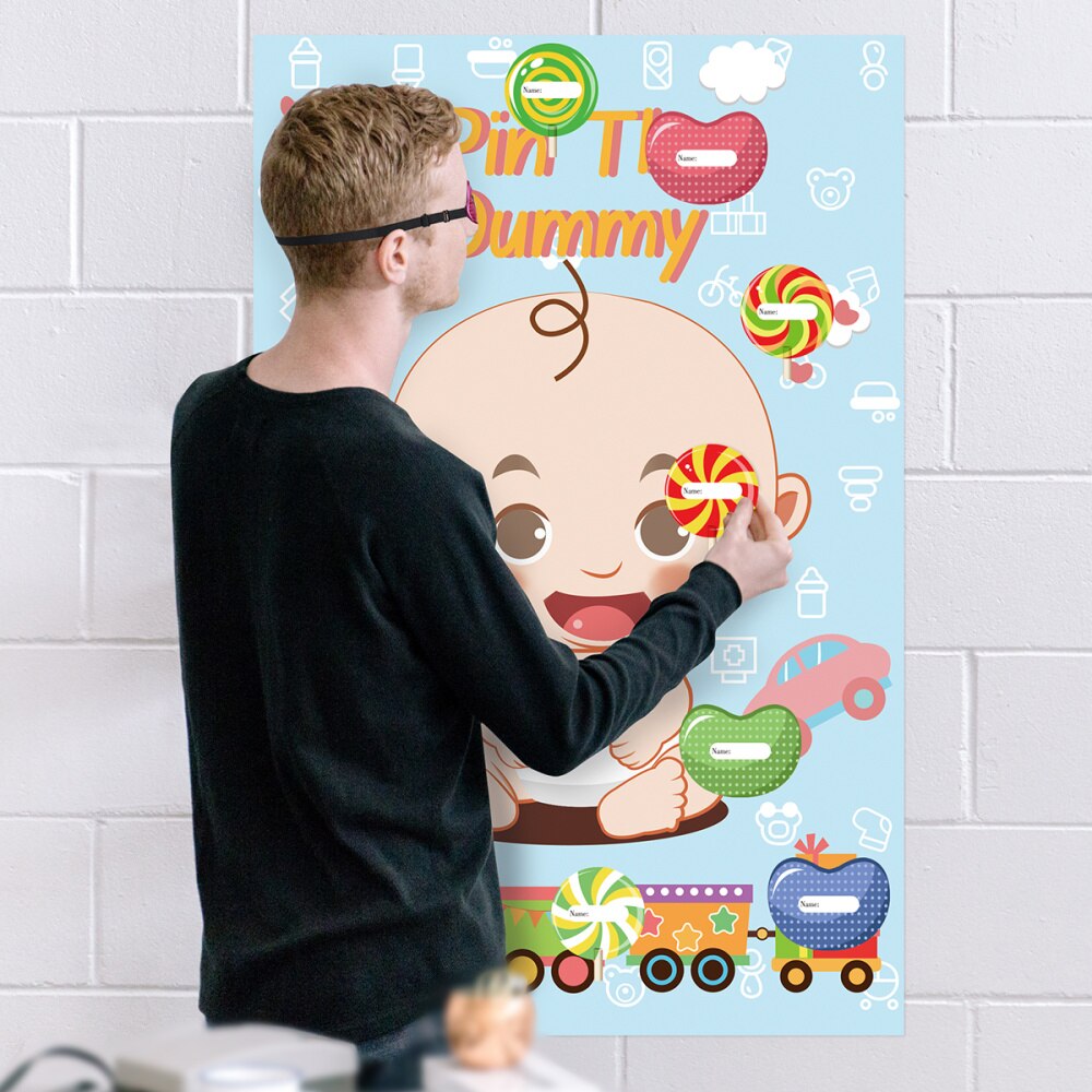 Tinksky Baby Shower Games Pin The Dummy Game Reusable Baby Shower Party Favors Poster 81x53 cm