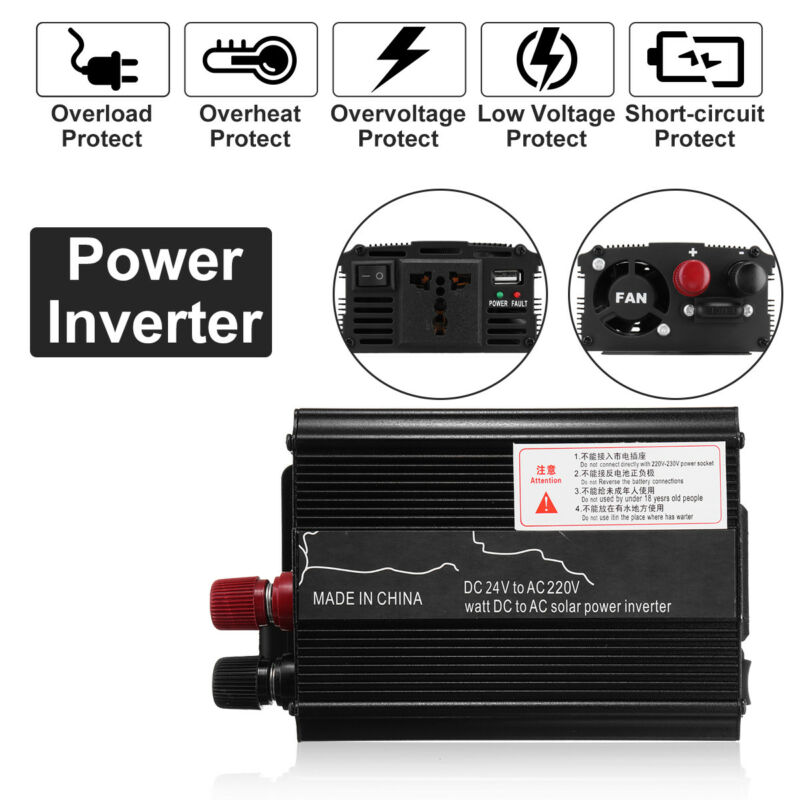 Onduleur modifié  to 3000w voitures énergie solaire 12/24v sinus 110/220v convertisseur d'onde (avec fil de pince + fil d'allume-cigare)