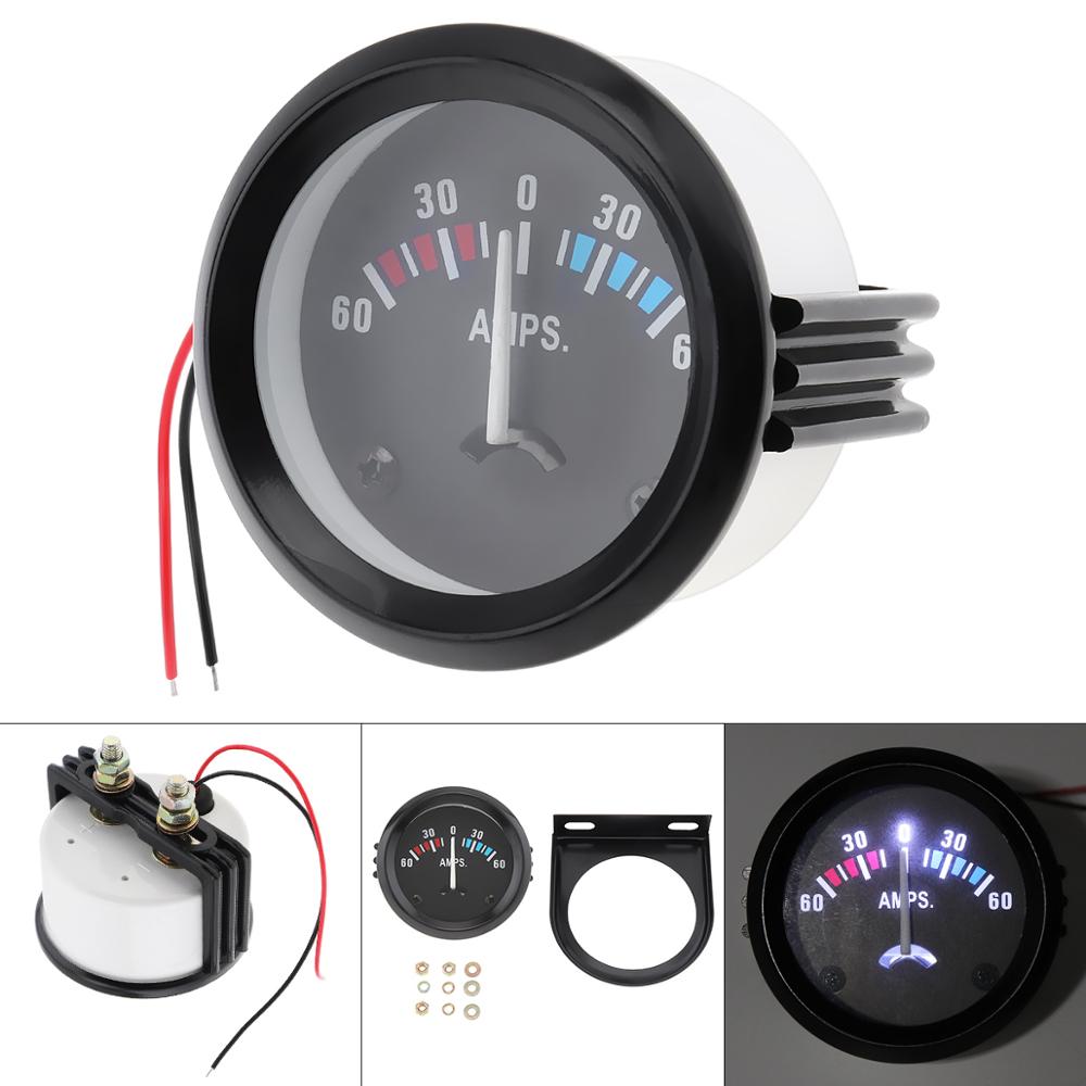Universal 2 tommer 52mm bil amperemeter voltmeter 60-0-60 amp gauge volt meter til båd lastbil atv amp meter mål til biler