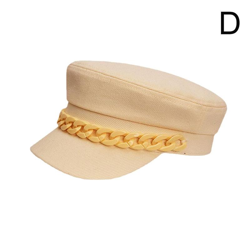 Beret Chain Navy Hat Octagonal Hat Women&#39;s Autumn And Winter Flat Top Navy Hat British Retro Newsboy Hat Baseball Cap: 4