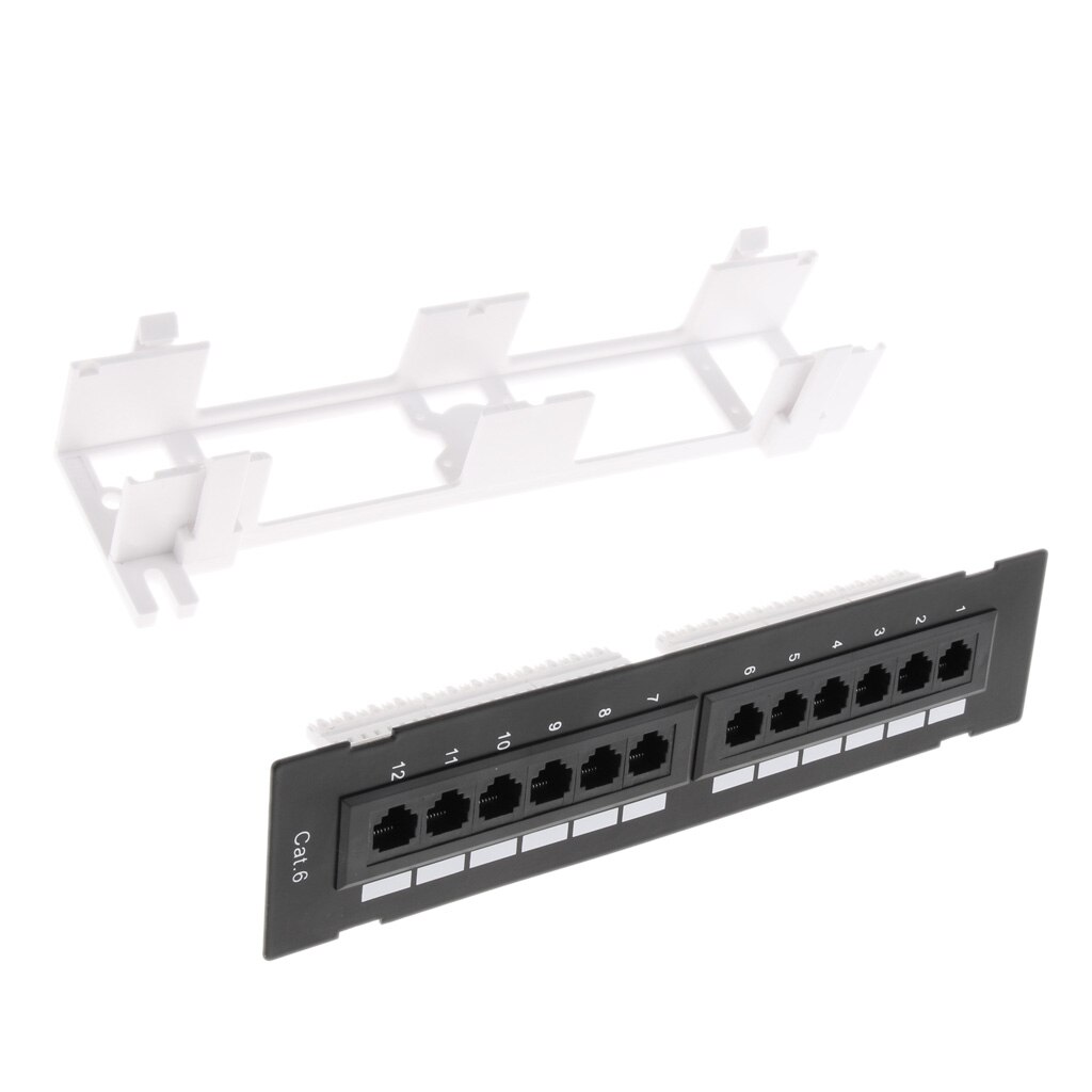 Network Tool Kit 12-port Cat5e/6 UTP LAN Wall Patch Panel Networking Wall Mount Rack Mount Bracket Black