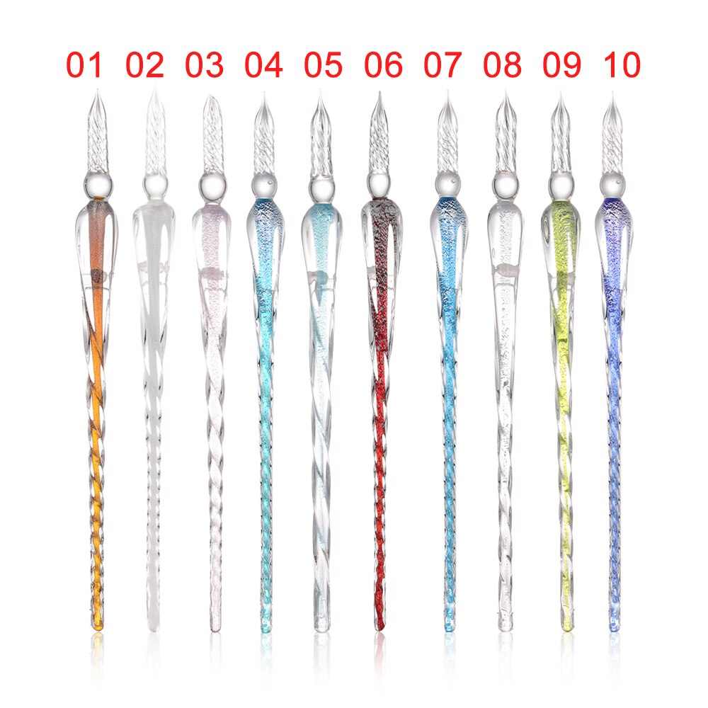 Lapicero clásico Dip de vidrio, 1 Uds., lapicero de tinta de relleno de firma, bolígrafos estilográficos hechos a mano, suministros de pintura