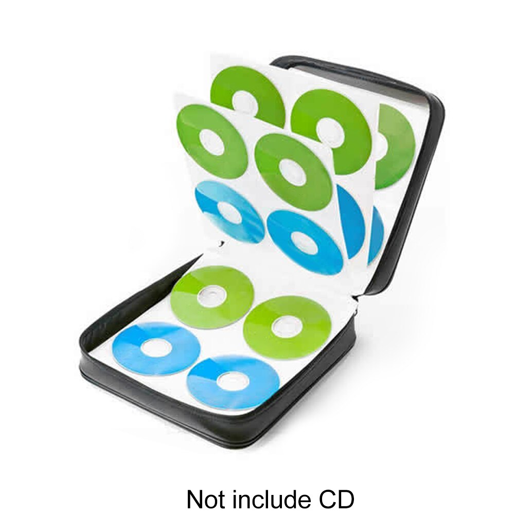 Portable Storage Box Travel DVD VCD Wallets CD Case Hard Shell Anti Scratch Double Zipper Black Home 160 Capacity Disc Organizer